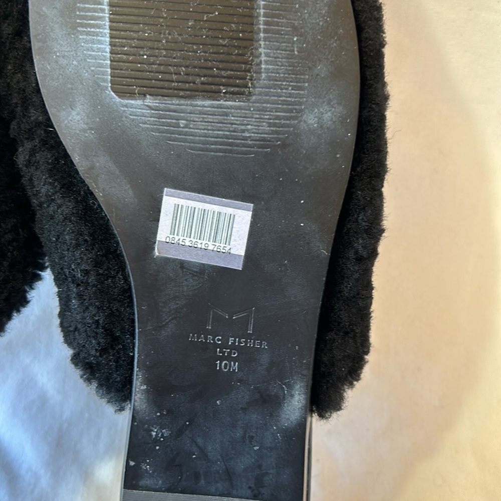 Marc Fisher LTD Womens Black Sibrinna Shearling Mules-Size 10 M NWOB - Picture 7 of 9